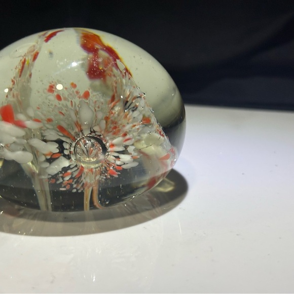 2/$20  Elegant Glass Art Paperweight with Red and White Swirls - Picture 6 of 9